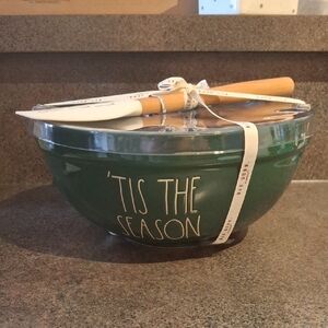 NEW! Rae Dunn Green Ceramic Mixing Bowl TIS THE SEASON